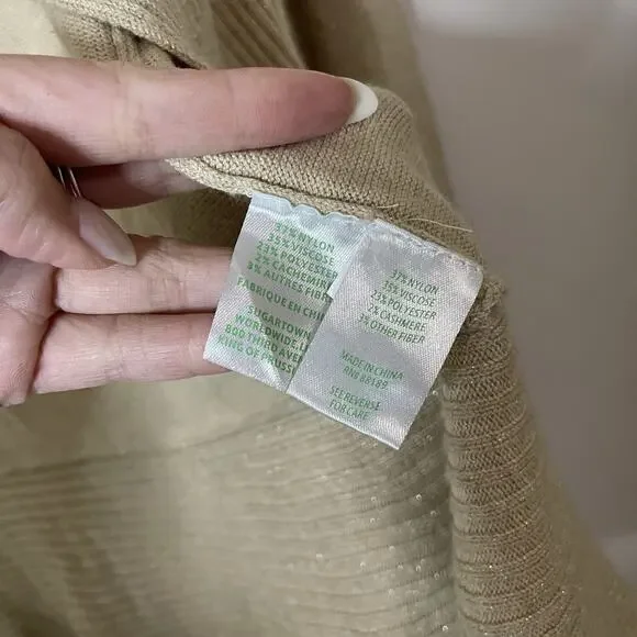 Lilly Pulitzer Abelle knit beige gold shimmer cardigan sweater Medium - Picture 3 of 5